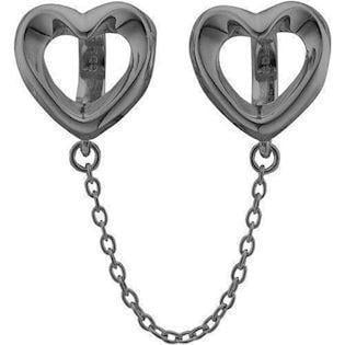 Christina sort oxideret sølv Safety Hearts charm med to hjerter, model 630-B99 køb det billigst hos Guldsmykket.dk her